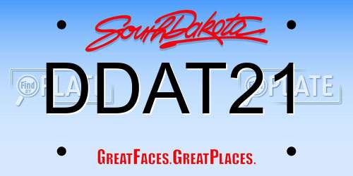 DDAT21 South Dakota License Plate