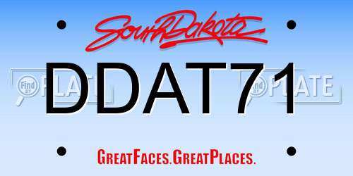 DDAT71 South Dakota License Plate