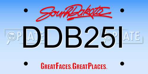DDB25I South Dakota License Plate
