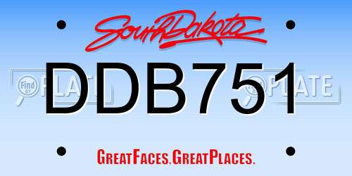 DDB751 South Dakota License Plate