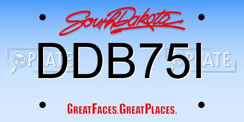 DDB75I South Dakota License Plate