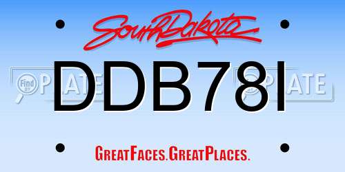 DDB78I South Dakota License Plate