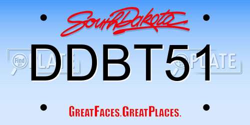DDBT51 South Dakota License Plate