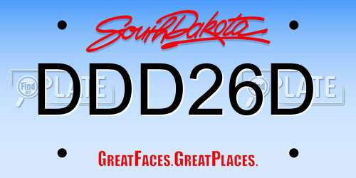 DDD26D South Dakota License Plate