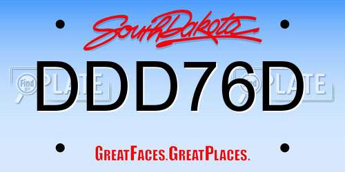 DDD76D South Dakota License Plate