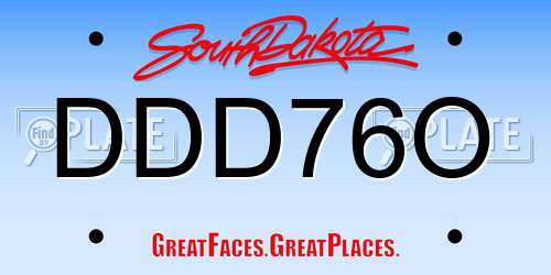 DDD76O South Dakota License Plate