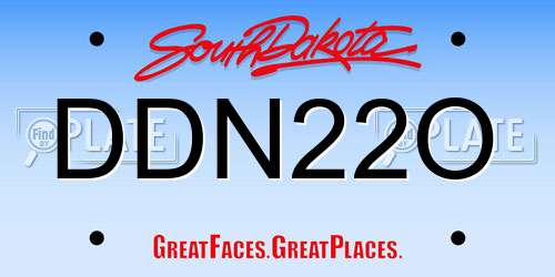 DDN22O South Dakota License Plate