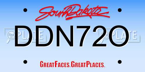 DDN72O South Dakota License Plate