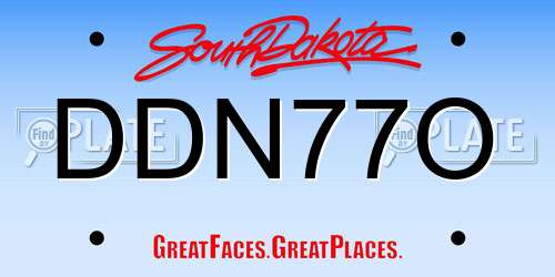 DDN77O South Dakota License Plate
