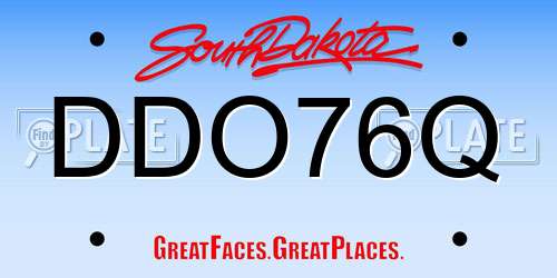 DDO76Q South Dakota License Plate