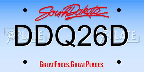 DDQ26D South Dakota License Plate