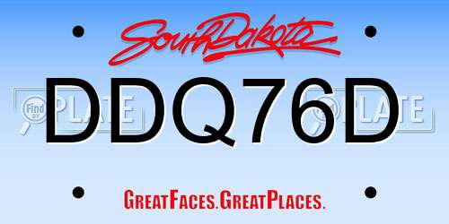 DDQ76D South Dakota License Plate