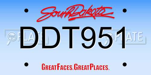 DDT951 South Dakota License Plate
