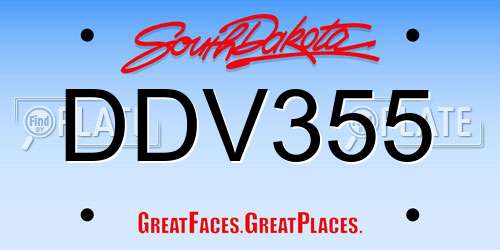 DDV355 South Dakota License Plate