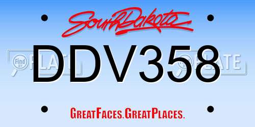 DDV358 South Dakota License Plate