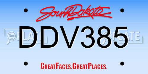 DDV385 South Dakota License Plate
