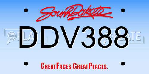 DDV388 South Dakota License Plate