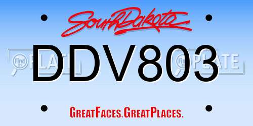 DDV803 South Dakota License Plate