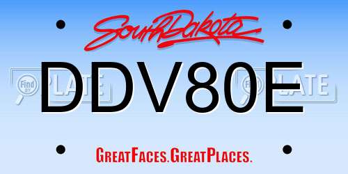 DDV80E South Dakota License Plate
