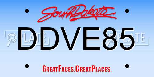 DDVE85 South Dakota License Plate