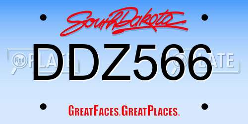 DDZ566 South Dakota License Plate