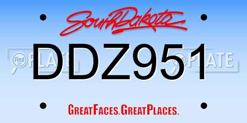 DDZ951 South Dakota License Plate