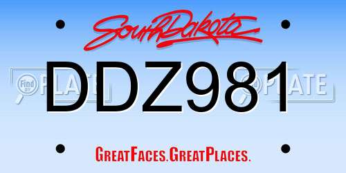 DDZ981 South Dakota License Plate