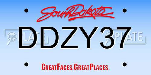 DDZY37 South Dakota License Plate
