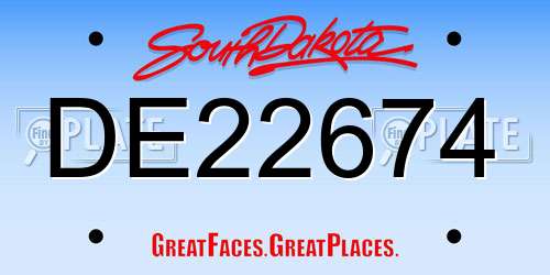 DE22674 South Dakota License Plate