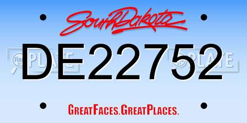 DE22752 South Dakota License Plate