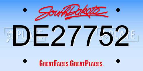 DE27752 South Dakota License Plate