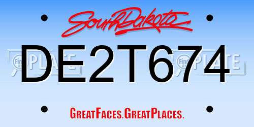 DE2T674 South Dakota License Plate