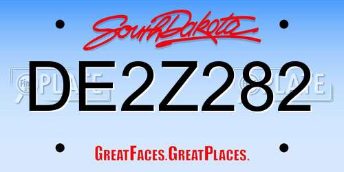 DE2Z282 South Dakota License Plate