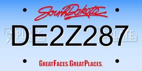 DE2Z287 South Dakota License Plate