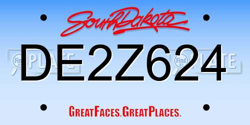 DE2Z624 South Dakota License Plate