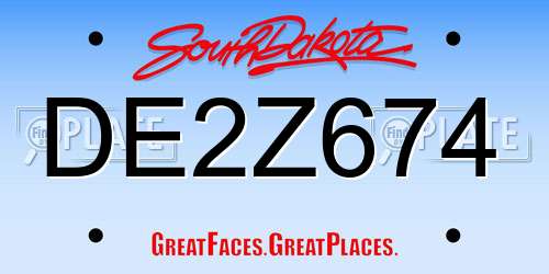 DE2Z674 South Dakota License Plate