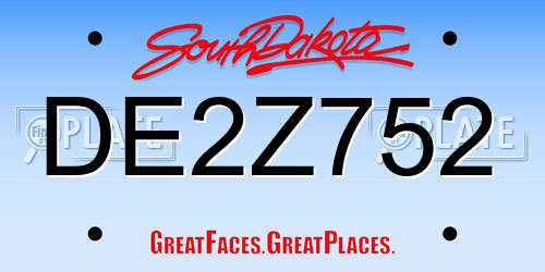 DE2Z752 South Dakota License Plate