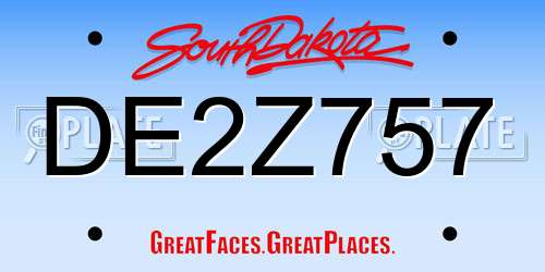 DE2Z757 South Dakota License Plate
