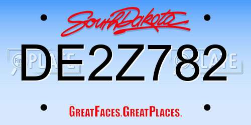 DE2Z782 South Dakota License Plate