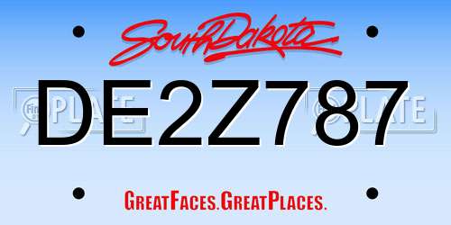 DE2Z787 South Dakota License Plate