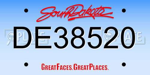 DE38520 South Dakota License Plate