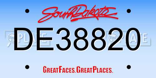 DE38820 South Dakota License Plate