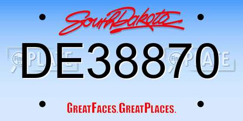 DE38870 South Dakota License Plate