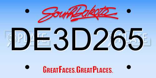 DE3D265 South Dakota License Plate