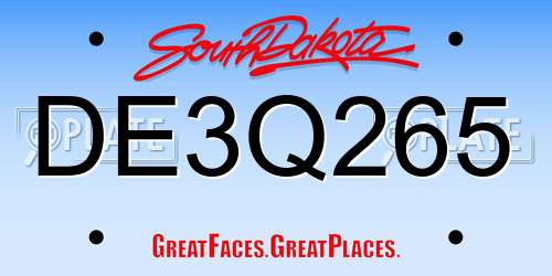 DE3Q265 South Dakota License Plate