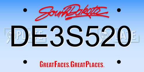 DE3S520 South Dakota License Plate