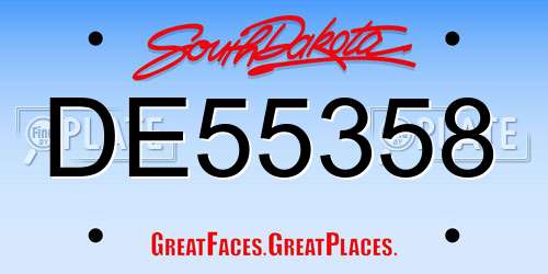 DE55358 South Dakota License Plate