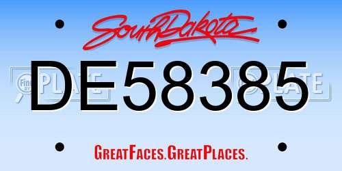 DE58385 South Dakota License Plate