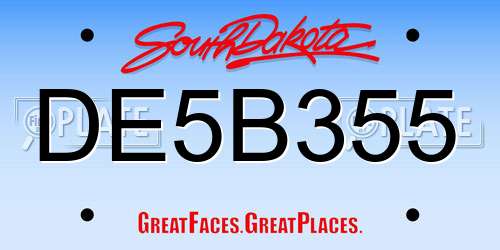 DE5B355 South Dakota License Plate