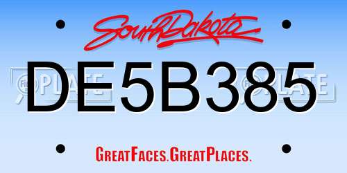 DE5B385 South Dakota License Plate